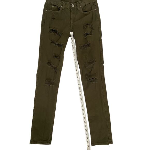 Ninth Hall Rogue Skinny Tapered Shredded Mens Jeans Size 30, Dark Olive Green - Picture 12 of 14